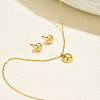 Stainless Steel Half Round Pendant Necklace & Stud Earrings Sets for Women UL7820-2