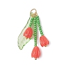 Glass Seed Beaded Magnolia Flower Pendants PALLOY-MZ01112-2