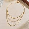Unisex 304 Stainless Steel 3 Layer Necklaces for Women Men NJEW-P357-02G-1