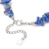 Dyed Natural Lapis Lazuli Chip & Handmade Flower Printed Porcelain Beads Bracelets for Women BJEW-JB12968-4
