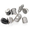 8Pcs Retro Alloy and Resin Cuff Open Rings Set WG49266-01-5