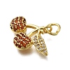 Brass Micro Pave Clear Cubic Zirconia Pendants ZIRC-I070-114G-2