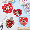 4Pcs 4 Style Heart/Flower with Evil Eye Handicraft Beading Felt Appliques PATC-AR0001-10-4