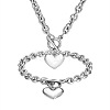 Heart Stainless Steel Pendant Necklaces & Charm Bracelets Sets FS-WG8EF15-01-2