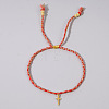 Brass Cross Pendant Cotton Rope Bracelet Ethnic Vacation Jewelry BV5603-2-1