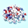 75Pcs 12 Styles Independence Day Theme Wood European Beads WOOD-FS0001-22-7