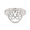 304 Stainless Steel Hollow Lotus Adjustable Ring for Women RJEW-M149-30P-1