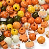100Pcs 12 Styles Spray Painted Natural Wood Beads WOOD-YW0001-81-2