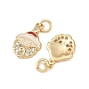 Christmas Brass Micro Pave Cubic Zirconia Enamel Charms KK-L255-19G-08-2