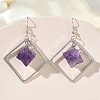 Rhombus Brass Dangle Earrings EJEW-D360-01P-5