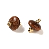 Synthetic Goldstone Rondelle Charms with Rack Plating Brass Loops G-G110-05B-05-2