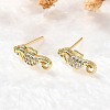 Sea Horse Brass Micro Pave Cubic Zirconia Ear Studs EJEW-D304-38G-5