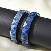 Square Dyed Natural Lapis Lazuli Beads Stretch Bracelets for Women Men BJEW-C097-06M-3