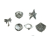 8Pcs 8 Styles Alloy Starfish/Shell Shape/Coconut Tree Finger Rings PW-WG7F8AF-01-5