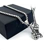 Punk Fashion 304 Stainless Steel Skull Guitar Pendant Necklaces for Unisex CY1349-2