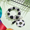 1Pc Printed Acrylic & Faux Suede Tassel Pendant & Wood Bead Keychains HJEW-SP0001-86E-4