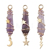 3Pcs 3 Styles Natural Amethyst Pointed Copper Wire Wrapped Faceted Bullet Big Pendants PALLOY-JF03572-03-1