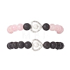 2Pcs Natural Round Pink Mashan Jade & Lava Rock Beads Stretch Bracelets BJEW-JB12879-4