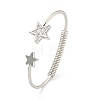 Star Brass Pave Clear Cubic Zirconia Open Cuff Bangles for Women BJEW-G704-03P-1