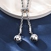 Round Brass Slider Lariat Necklaces for Women NJEW-G162-05P-3