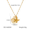 Ocean Theme Natural Shell & 304 Stainless Steel Pendant Dapped Chain Necklaces for Women FS-WG58500-07-1