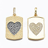 Brass Micro Pave Clear Cubic Zirconia Pendants ZIRC-N039-150-NF-2