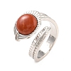 Oval Natural Red Jasper Cuff Ring RJEW-I079-01D-4