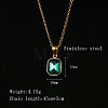 Glass Rectangle Pendant Necklace with Golden Stainless Steel Chains ZR6442-5
