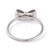 Non-Tarnish 304 Stainless Steel Bowknot Finger Ring for Women RJEW-C086-01-P-3