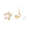 Star & Moon Brass Micro Pave Clear Cubic Zirconia Stud Earrings PEAR-N020-JY03-2
