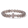 Natural Grey Agate Round Beads Stretch Bracelets LS-YG0612-5-1