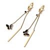 304 Stainless Steel Enamel Butterfly Tassel Hoop Earrings EJEW-G453-10G-4