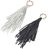 2Pcs 2 Colors PU Leather Tassel Pendan Keychains FIND-CL0001-88C-1