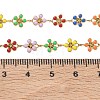 304 Stainless Steel Enamel Colorful Sunflower Link Chain Necklaces for Women NJEW-JN06104-4