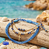 3Pcs Adjustable Natural Lapis Lazuli Beaded Braided Bracelet Sets IL6512-3-3