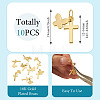 10Pcs Cross with Butterfly Brass Pendants PALLOY-TAC0272-4