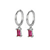 Anti-Tarnish Platinum Rhodium Plated 925 Sterling Silver Dangle Hoop Earrings for Women SY2365-15-1