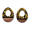 Opaque Resin & Walnut Wood Pendants RESI-N039-38-3