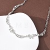 Brass Pave Clear Cubic Zirconia Bowknot and Hollow Moon Link Chain Necklaces NJEW-D348-02P-3