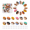 Craftdady 12Pairs 12 Colors Opaque Resin & Walnut Wood Stud Earring Findings MAK-CD0001-05-26