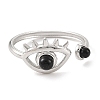 Natural Black Agate Finger Rings RJEW-F166-57P-2