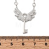 Brass Micro Pave Clear Cubic Zirconia Winged Key Pendant Necklaces CU-CBABA66-13P-5