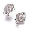 Brass Micro Pave Cubic Zirconia Stud Earring Findings KK-O121-16P-1