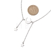 201 Stainless Steel Moon and Star Pendant Brass Cable Chain Necklaces NJEW-JN05787-3
