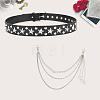 2Pcs 2 Styles Alloy Star & Black PU Leather Chain Belts DIY-CL0002-54-3