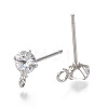 Brass Micro Clear Cubic Zirconia Stud Earring Findings KK-R132-066P-NF-2