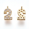 Brass Micro Pave Clear Cubic Zirconia Charms ZIRC-L075-60A-02G-1
