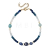 Dyed Natural Malaysia Jade & Blue Aventurine & Amazonite Beads Beaded Anklets for Women AJEW-AN00832-03-3