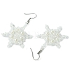 Christmas Snowflake Glass Seed Braided Dangle Earrings EJEW-MZ00236-01-4