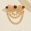Vintage Brass Micro Pave Cubic Zirconia Hanging Chain Brooch Pins TB1615-5